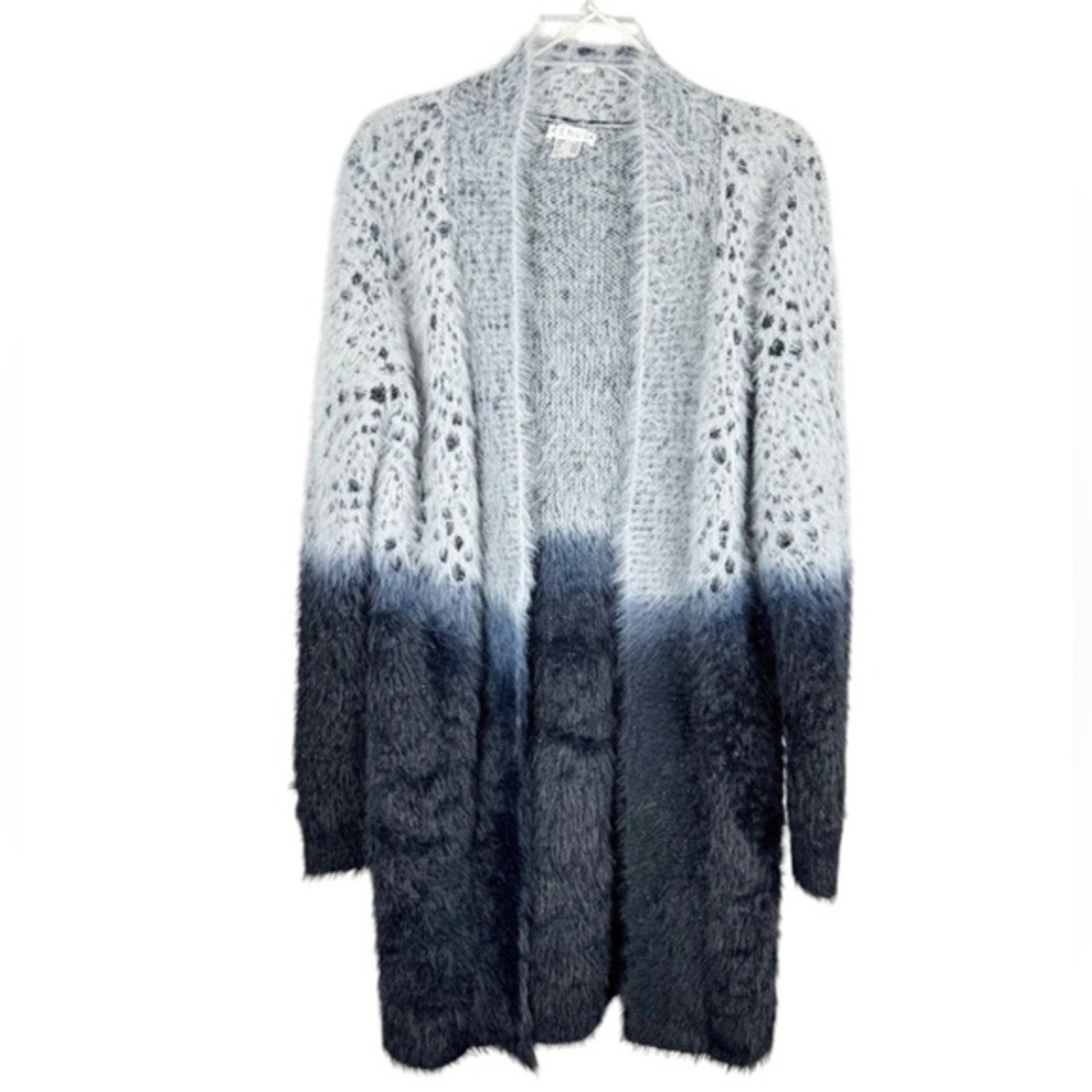Venus Fuzzy Open Front Ombré Pattern Cardigan Sweater With Pockets Size 1X